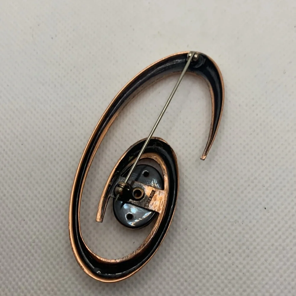 Renoir of California Copper Brooch and Earring set Geometric Abstract - Picture 4 of 5